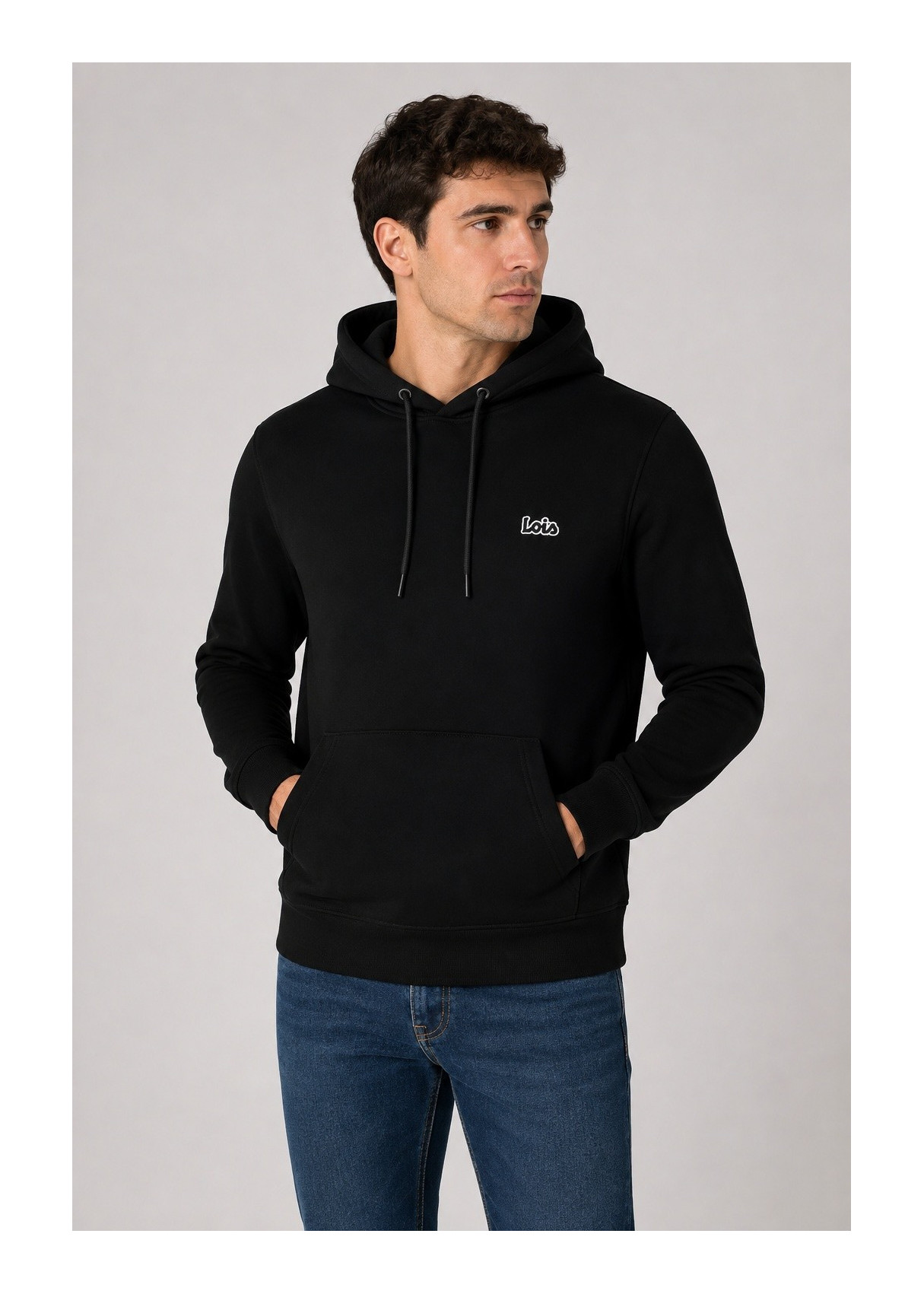 Sudadera capucha logo bordado azul