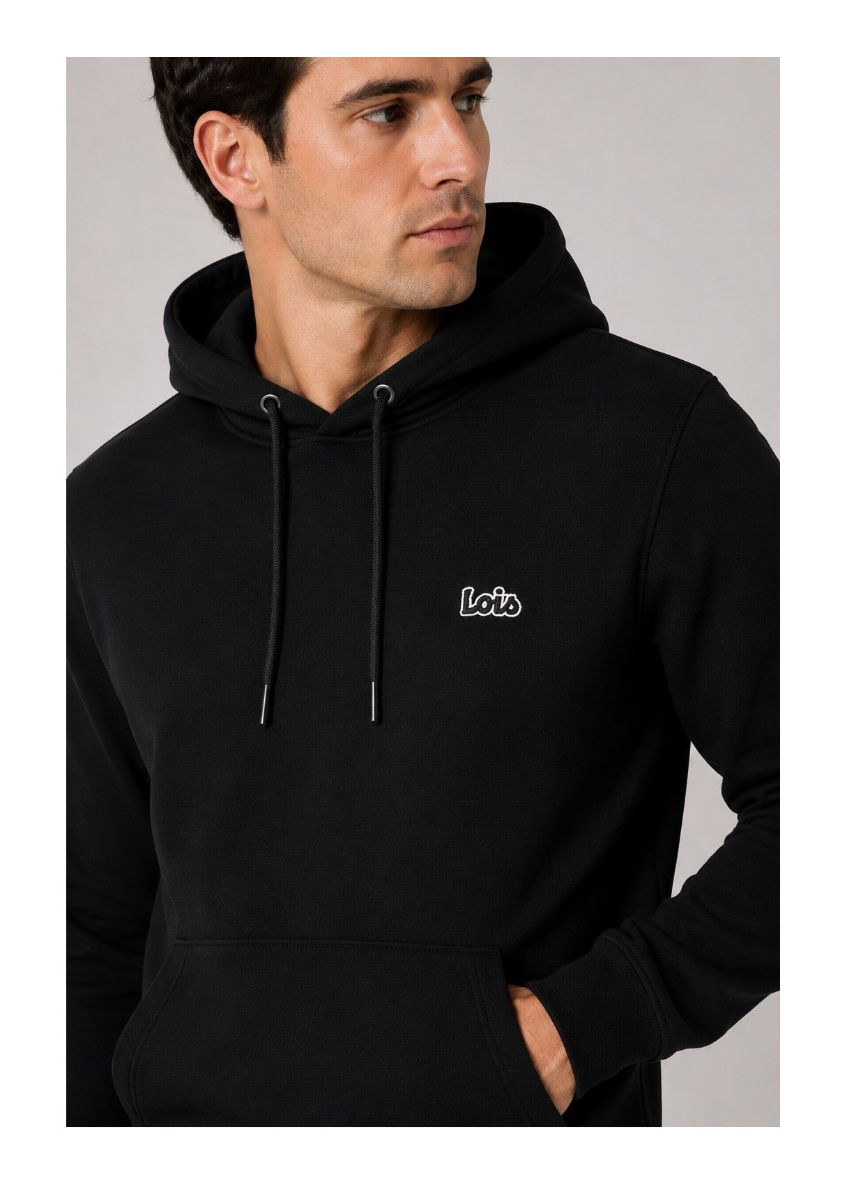 Sudadera capucha logo bordado azul