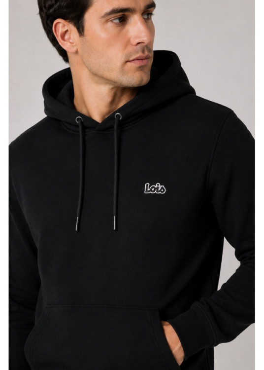 Sudadera capucha logo bordado azul