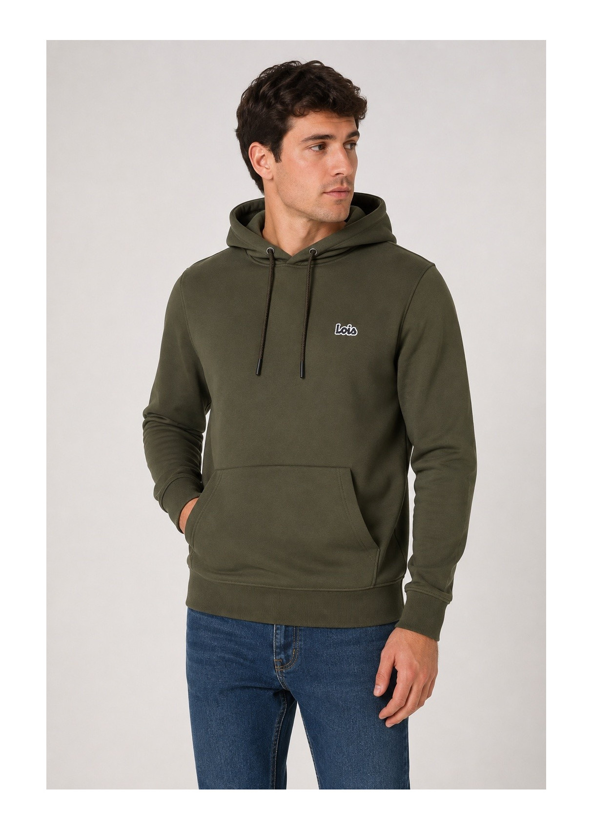 Sudadera capucha logo bodado verde