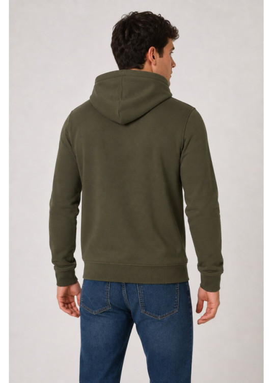 Sudadera capucha logo bodado verde