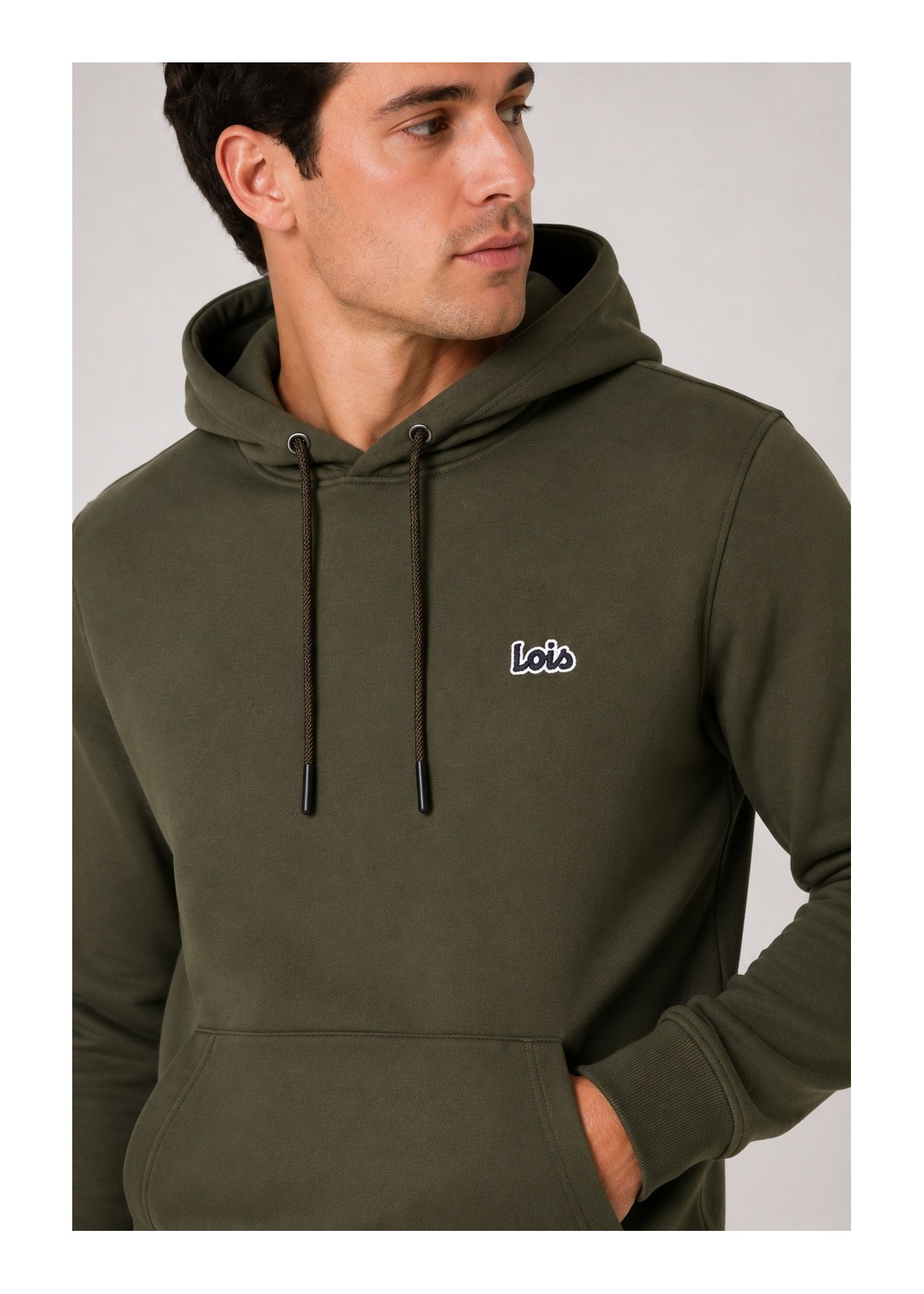 Sudadera capucha logo bodado verde