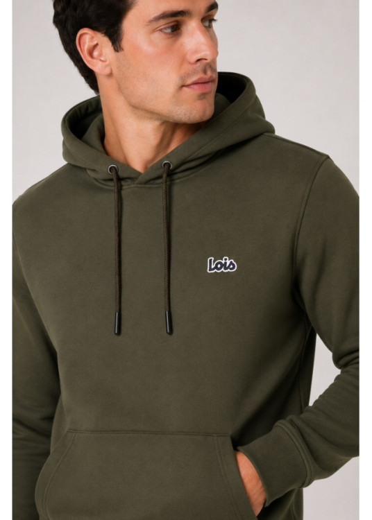 Sudadera capucha logo bodado verde