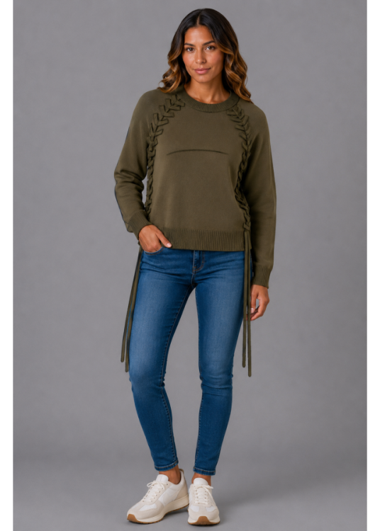 Lois Jeans Jersey De Cuello Redondo Para Mujer Con Detalle Trenzado  Fondo De Armario