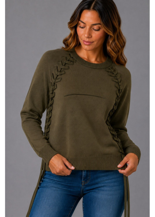 Lois Jeans Jersey De Cuello Redondo Para Mujer Con Detalle Trenzado  Fondo De Armario