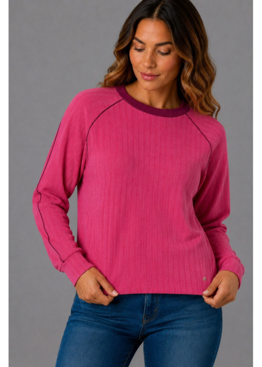 Lois Jeans Jersey De Cuello Redondo Para Mujer Con Manga Japonesa Y Acabado De Pelo  Look Contemporáneo