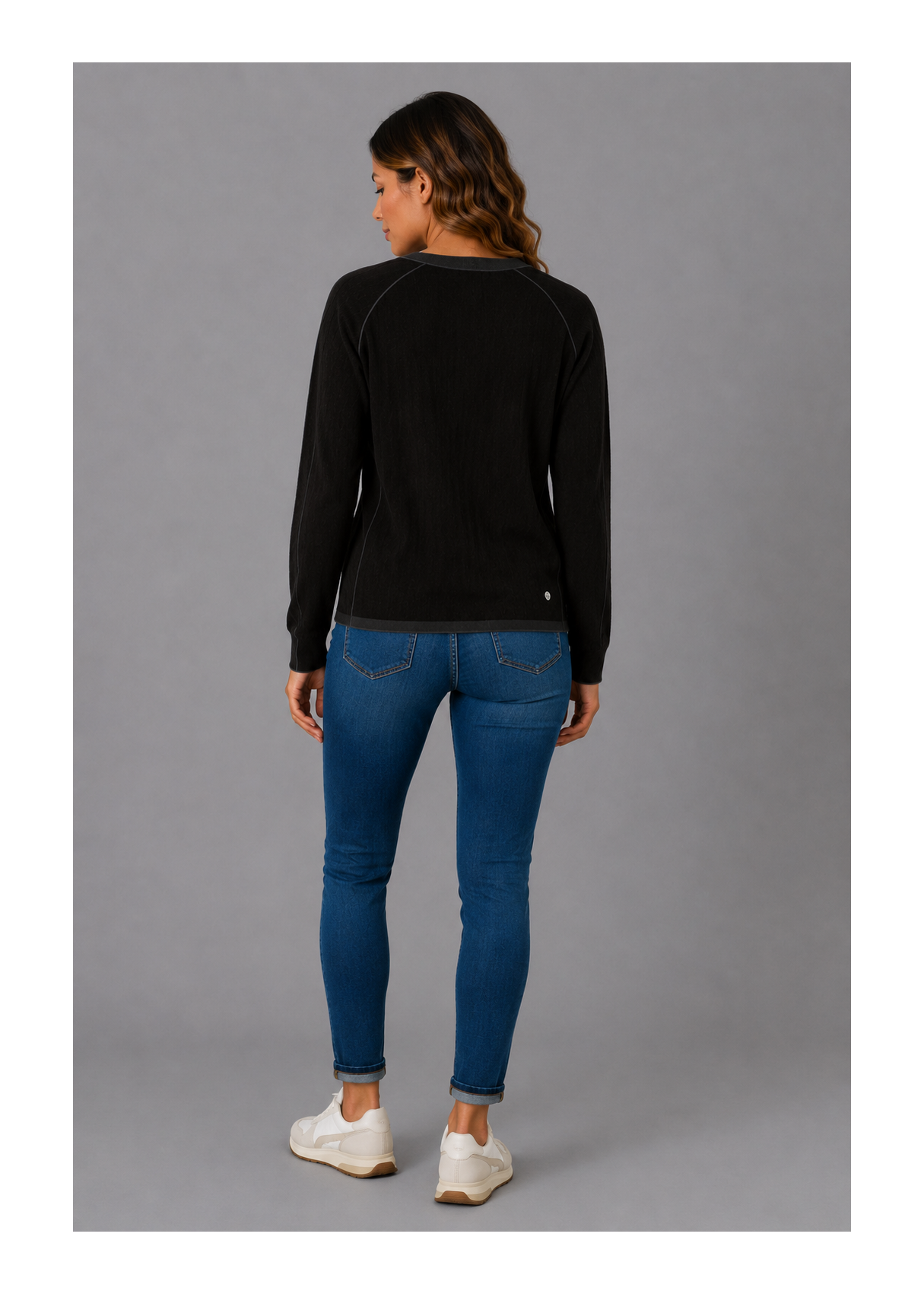 Jersey De Cuello Redondo De Mujer Jeans Con Manga Japonesa Y Acabado De Pelo  Para El Día A Día