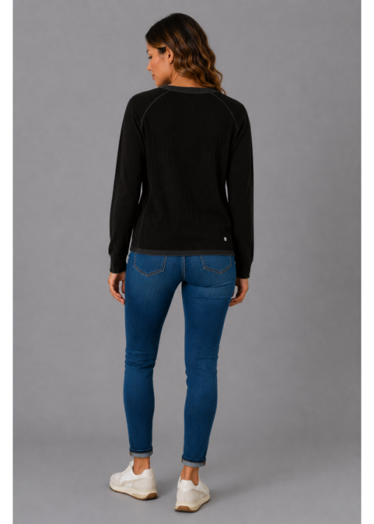 Jersey De Cuello Redondo De Mujer Jeans Con Manga Japonesa Y Acabado De Pelo  Para El Día A Día