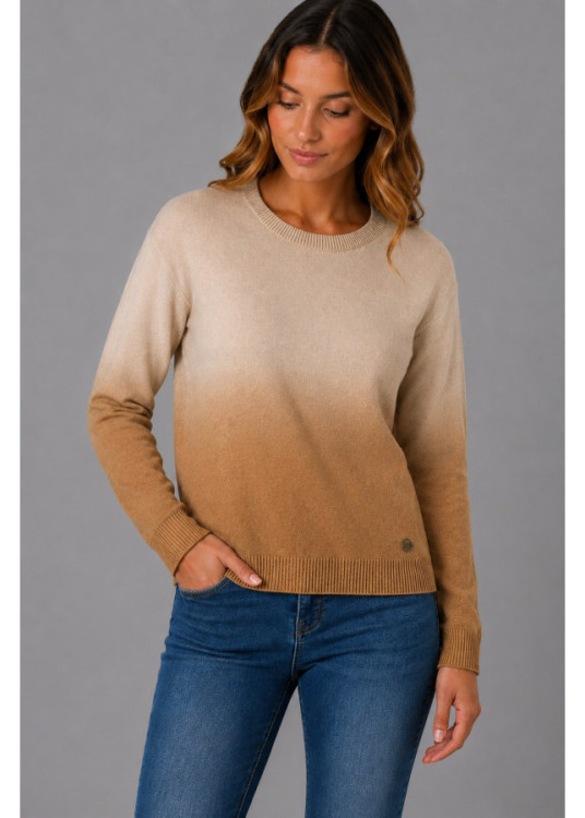 Jersey De Cuello Redondo De Mujer Jeans Con Acabado Degradado  Selección De Invierno
