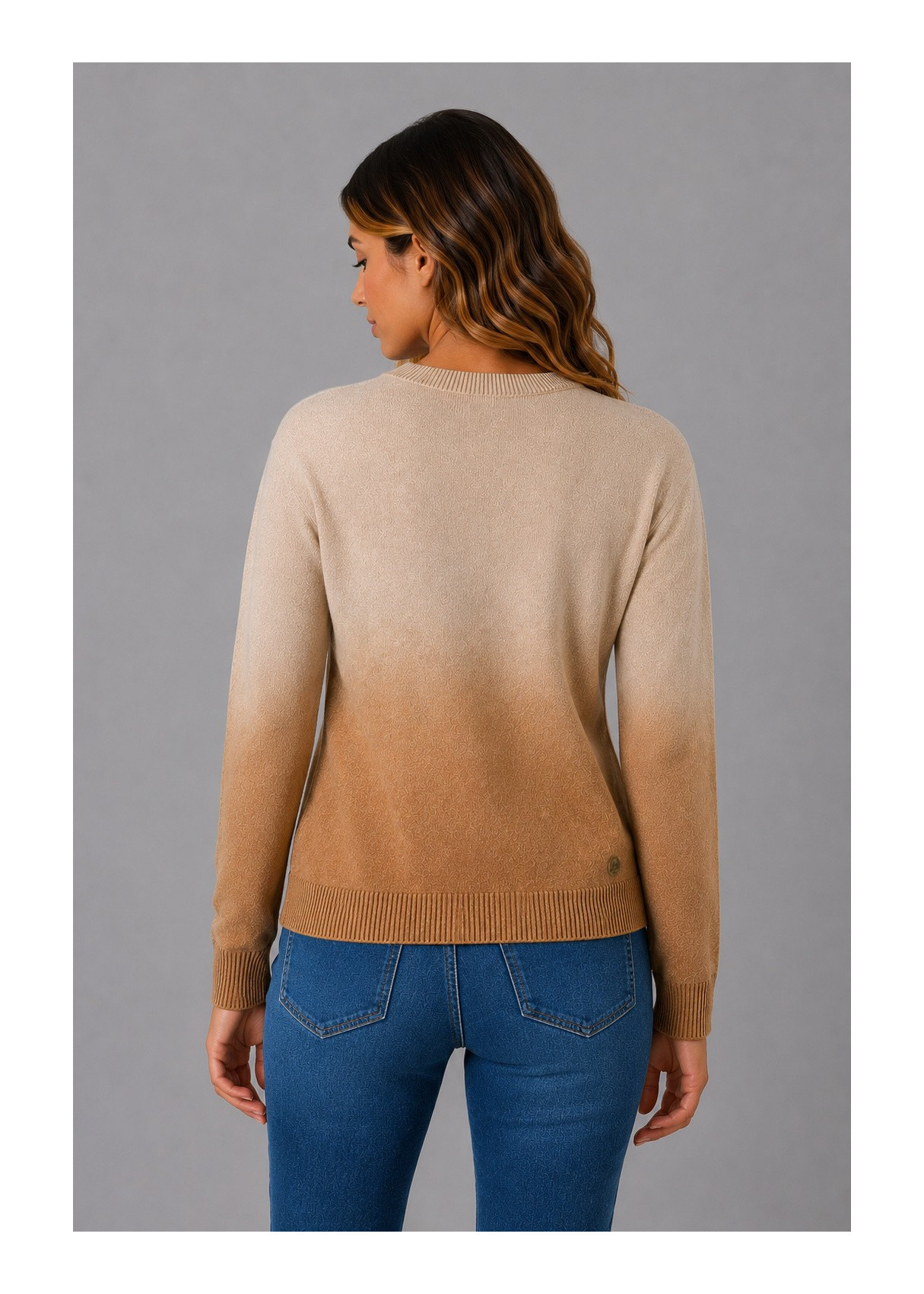 Jersey De Cuello Redondo De Mujer Jeans Con Acabado Degradado  Selección De Invierno