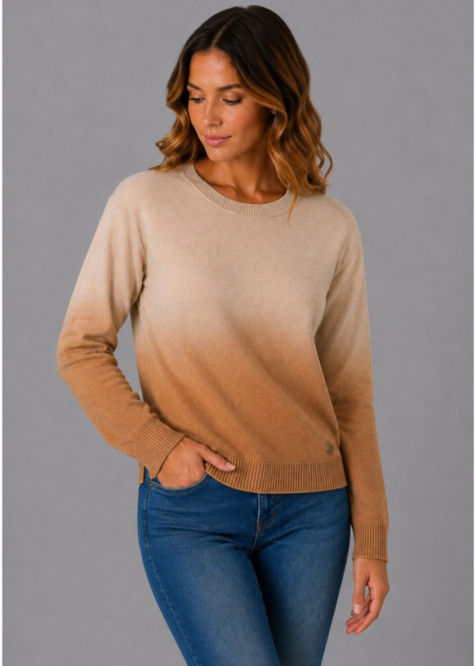 Jersey De Cuello Redondo De Mujer Jeans Con Acabado Degradado  Selección De Invierno