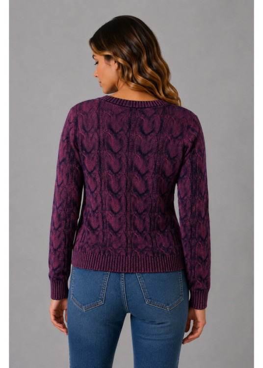 Jersey De Cuello Pico Con Textura De Ochos De Jeans Para Mujer  Carácter Distintivo
