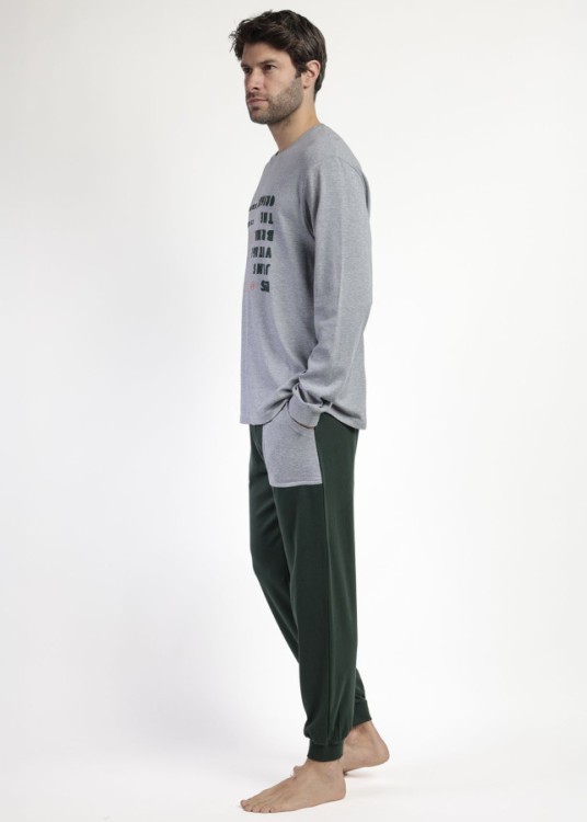 Pijama Manga Larga estampada gris