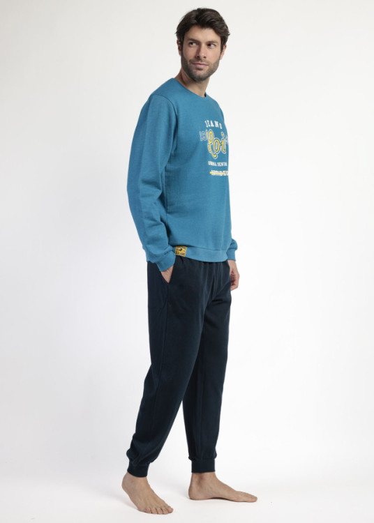 Pijama Manga Larga Felpa 1962 azul