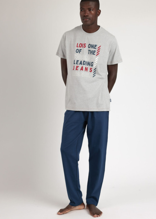 Pijama Manga Corta y pantalón largo Leader gris