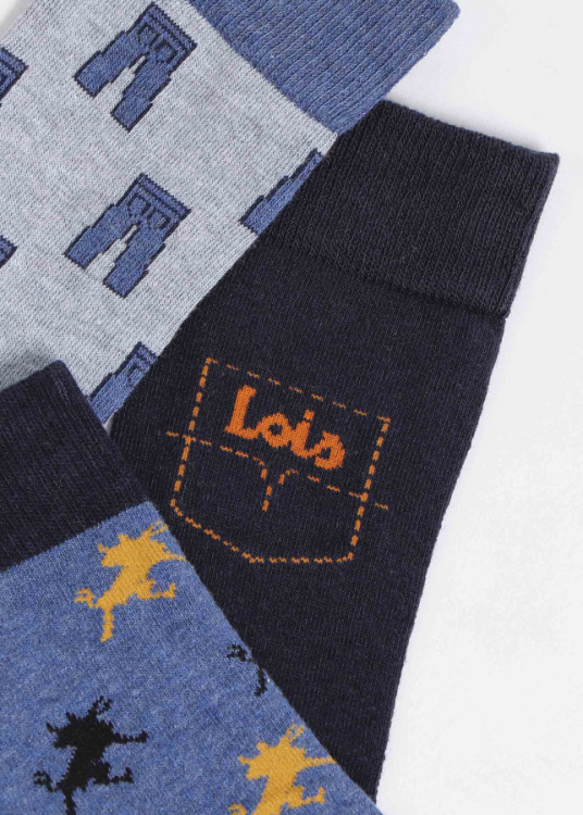 Calcetín Mediano Jeans Pack De 3 Unidades