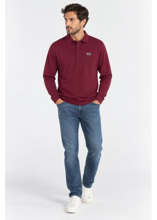 Lois Jeans Polo De Manga Larga Para Hombre En Piqué Con Parche De Logotipo  Fondo De Armario