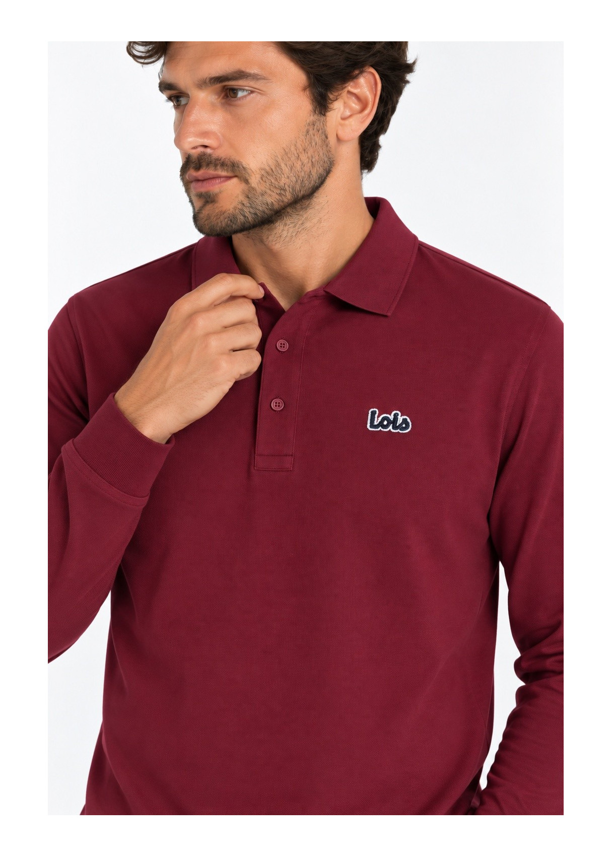 Polo Manga Larga Piqué Parche Logo rojo