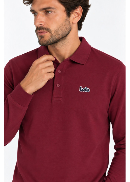 Lois Jeans Polo De Manga Larga Para Hombre En Piqué Con Parche De Logotipo  Fondo De Armario