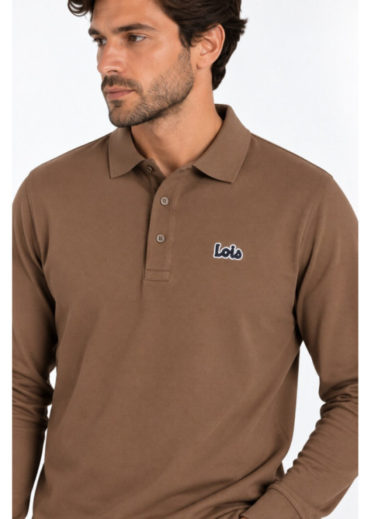 Polo De Manga Larga De Hombre Jeans En Piqué Con Parche De Logotipo  Versatilidad Diaria