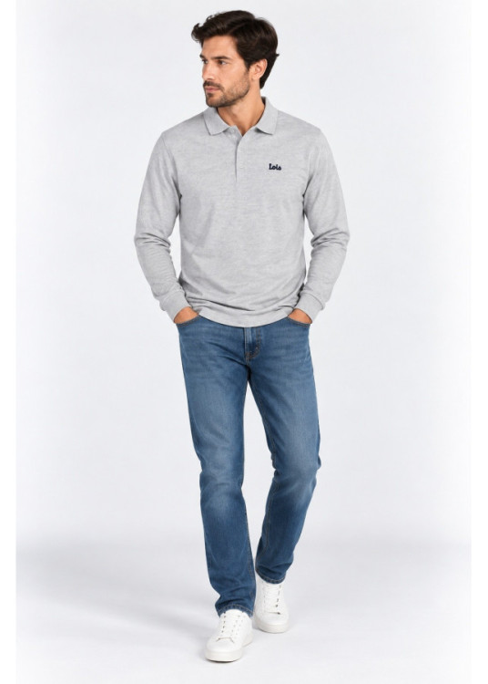 Polo De Manga Larga En Piqué Con Parche De Logotipo Jeans Para Hombre  Estética Masculina