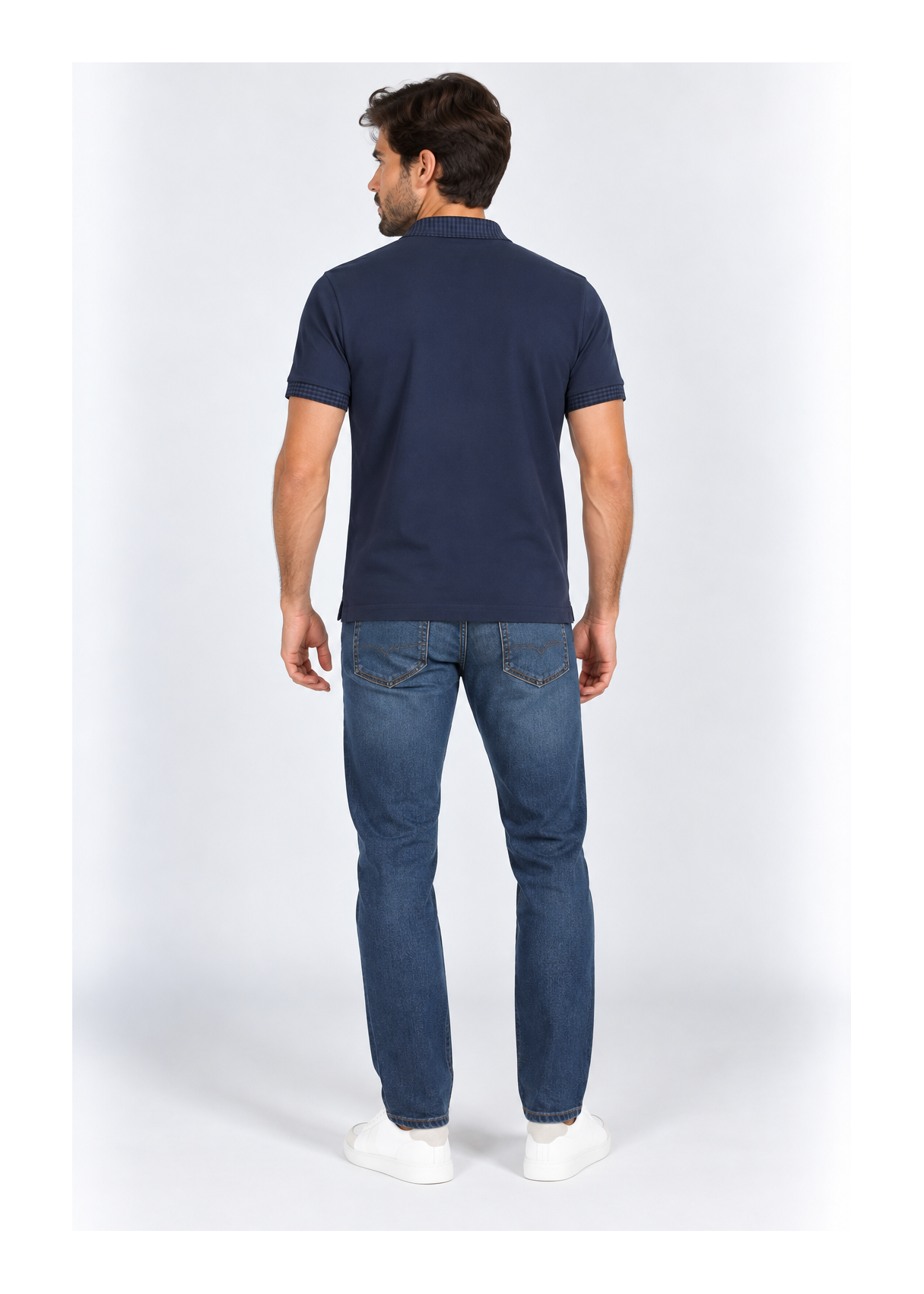 Polo Manga Corta Parche Logo azul