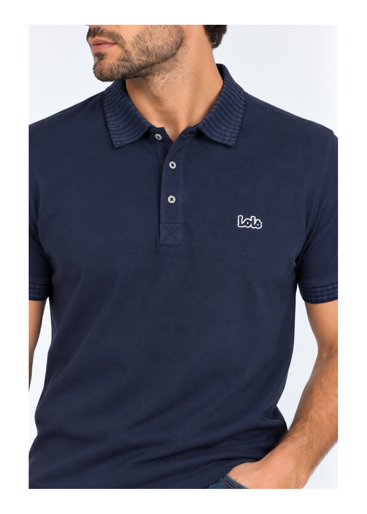 Polo Manga Corta Parche Logo azul