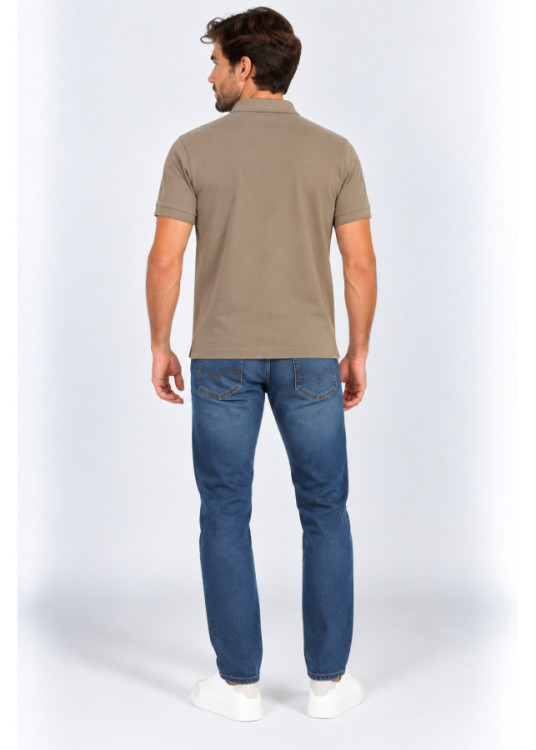 Polo De Manga Corta Jeans Para Hombre Con Parche De Logotipo  Para Oficina Y Ocio
