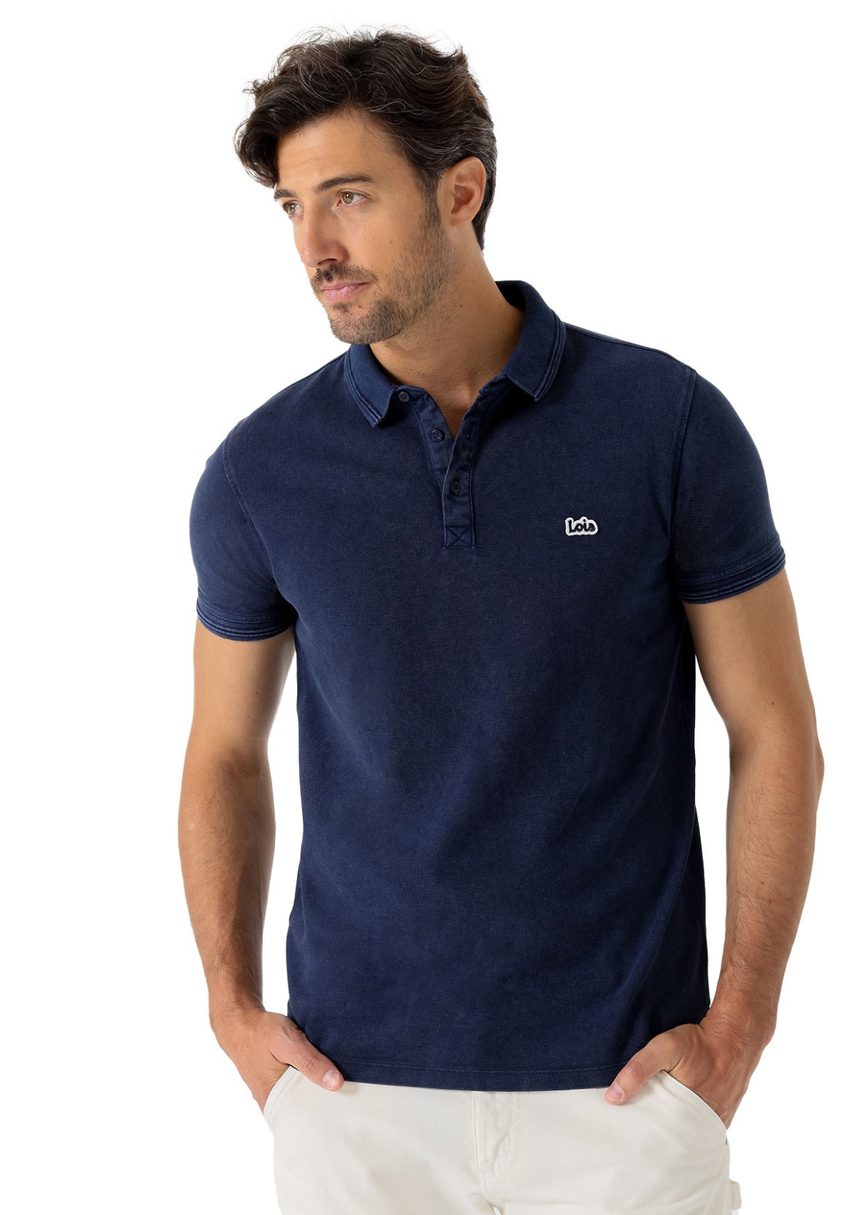 Lois Jeans Polo De Manga Corta Para Hombre Con Parche De Logotipo  Estilo Diario