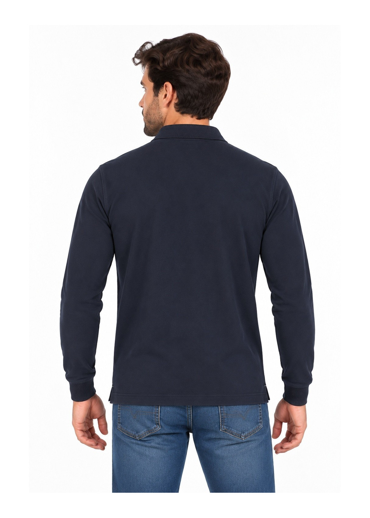Polo De Manga Larga De Jacquard Con Etiqueta De Logotipo Jeans Para Hombre  Imagen Casual