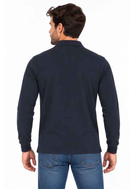 Polo De Manga Larga De Jacquard Con Etiqueta De Logotipo Jeans Para Hombre  Imagen Casual