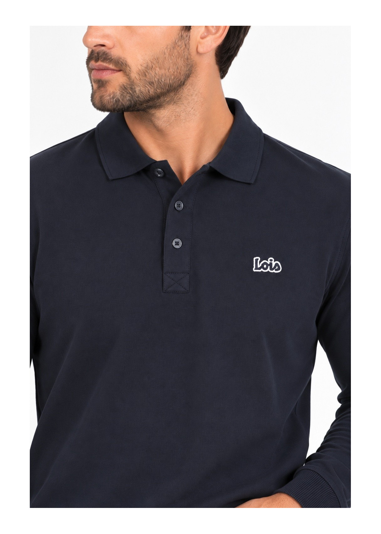 Polo De Manga Larga De Jacquard Con Etiqueta De Logotipo Jeans Para Hombre  Imagen Casual