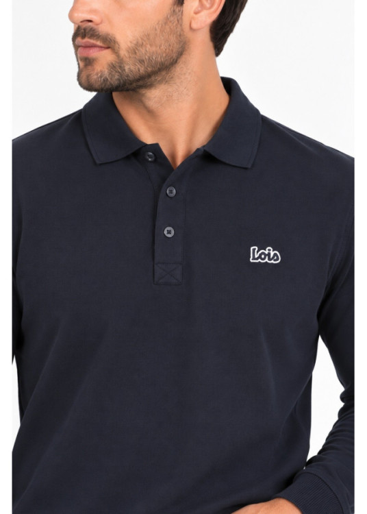 Polo De Manga Larga De Jacquard Con Etiqueta De Logotipo Jeans Para Hombre  Imagen Casual