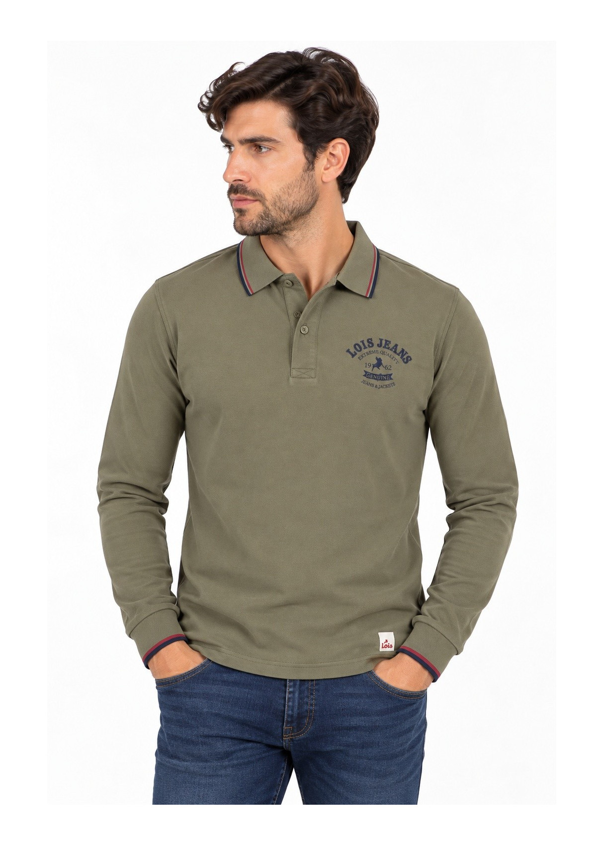 Lois Jeans Polo De Manga Larga Para Hombre Con Gráfica Genuine  Fondo De Armario