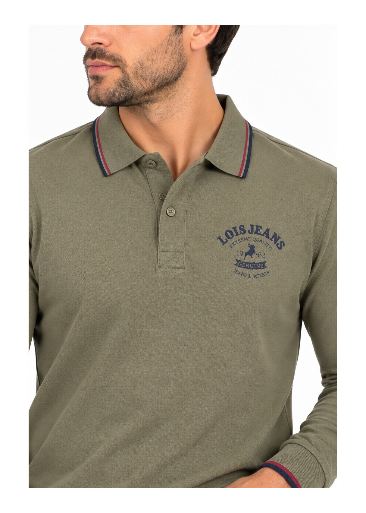 Lois Jeans Polo De Manga Larga Para Hombre Con Gráfica Genuine  Fondo De Armario