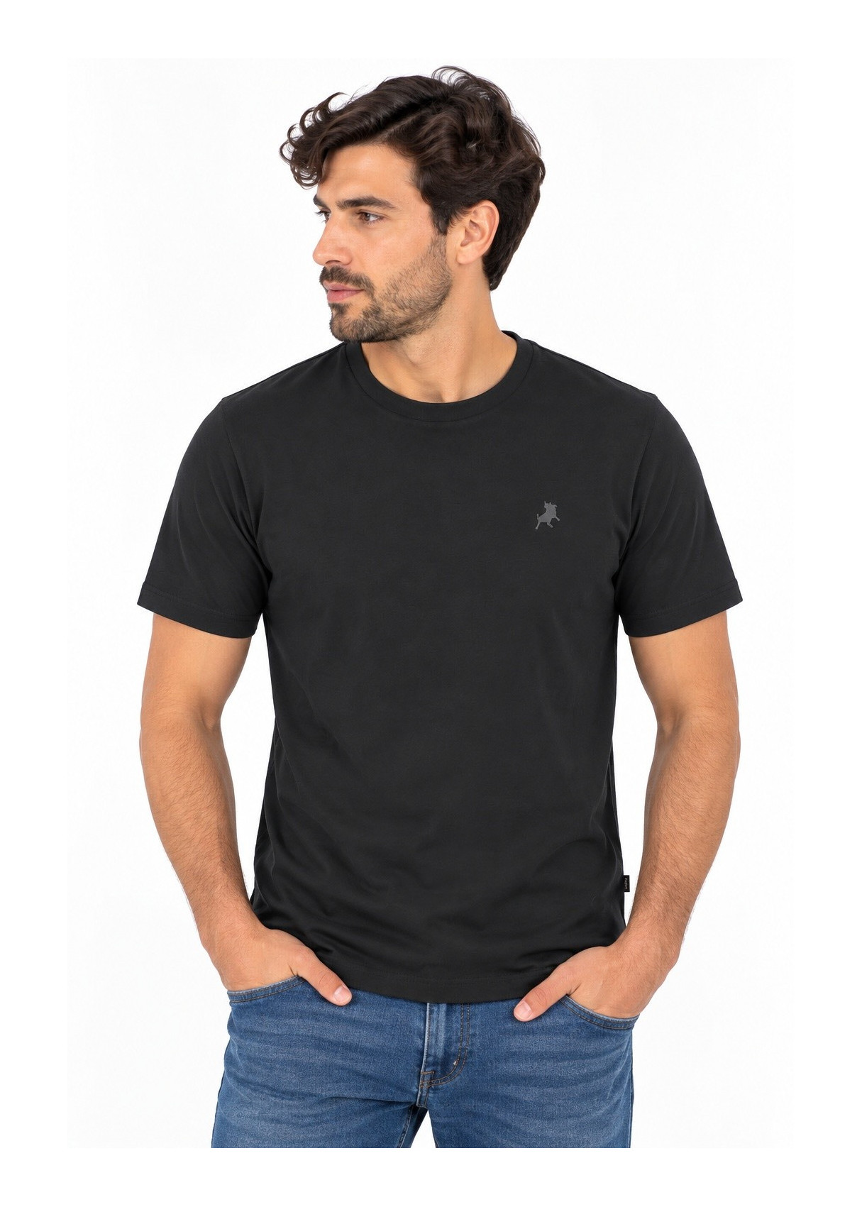 Camiseta De Manga Corta Jeans Para Hombre Básica Con Logotipo Del Toro  Diseño Combinable