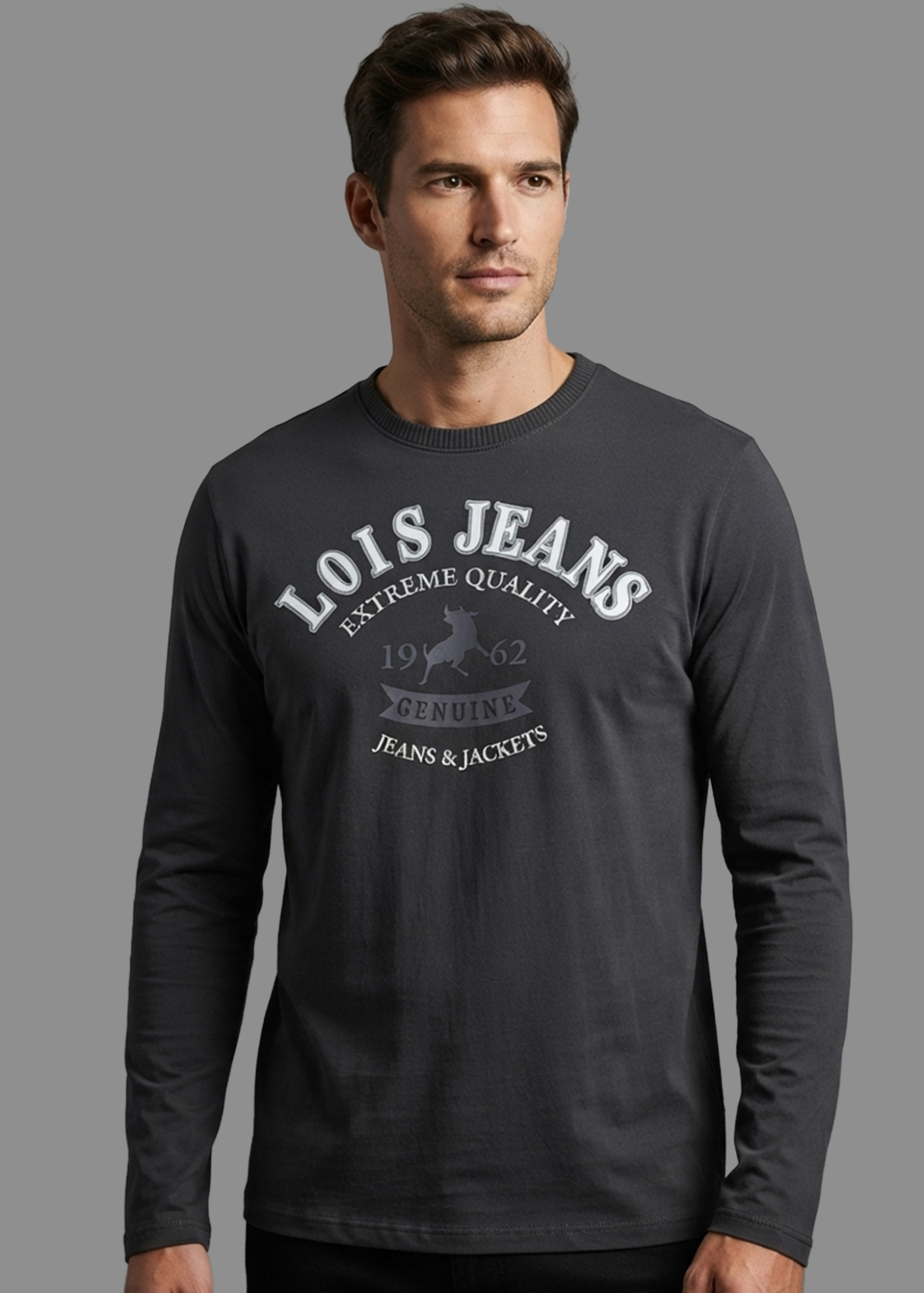 Lois Jeans Camiseta De Manga Larga Para Hombre Con Gráfica Del Toro  Armario De Temporada