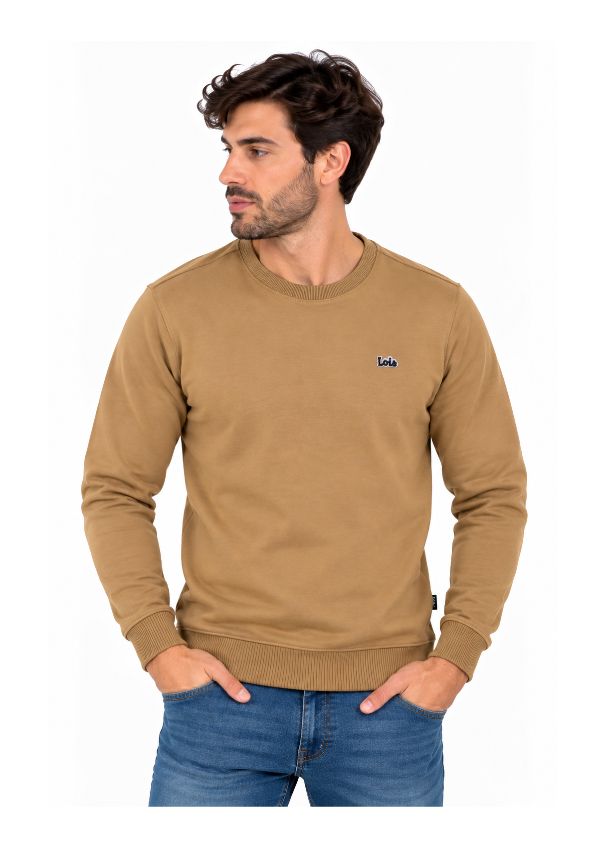 Sudadera De Cuello Redondo Jeans Para Hombre Básica Con Parche De Logotipo  Colección De Invierno