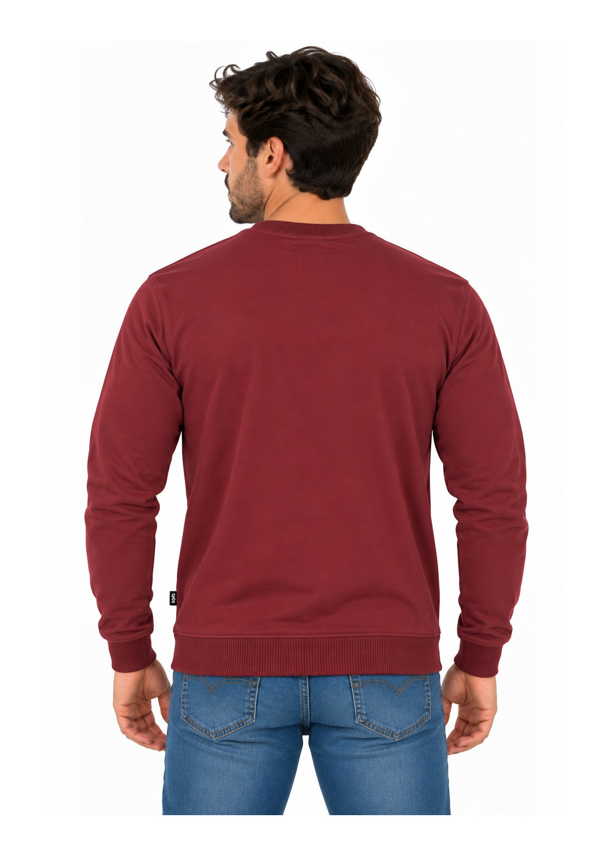 Sudadera De Cuello Redondo De Hombre Jeans Básica Con Parche De Logotipo  Versatilidad Diaria