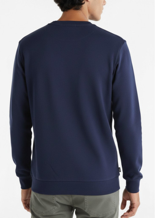 Sudadera De Cuello Redondo Básica Con Parche De Logotipo Jeans Para Hombre  Estética Masculina