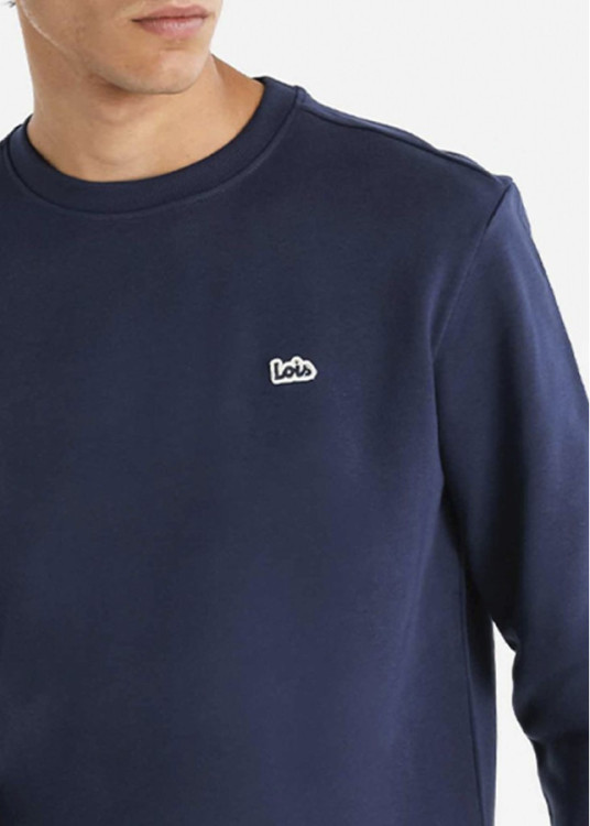 Sudadera De Cuello Redondo Básica Con Parche De Logotipo Jeans Para Hombre  Estética Masculina
