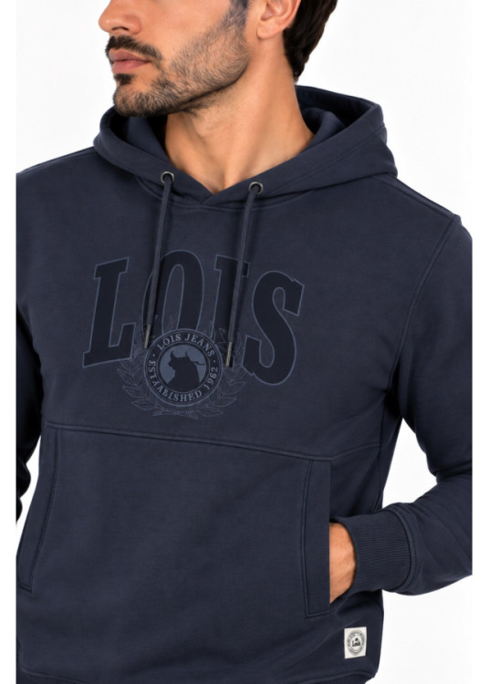 Sudadera Con Capucha Con Aplicación Jeans Para Hombre  Línea Clásica Renovada