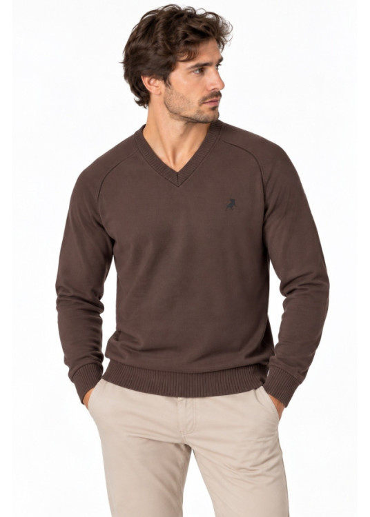 Jersey De Cuello Pico De Punto Básico Con Bordado Jeans Para Hombre  Imagen Cuidada
