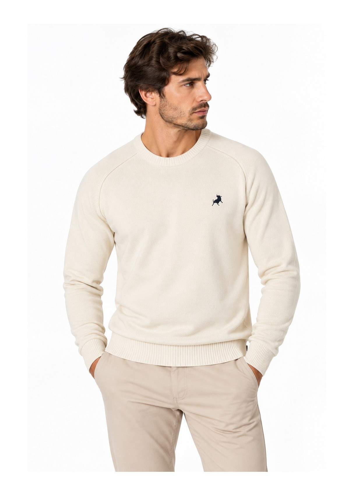 Lois Jeans Jersey De Cuello Redondo Para Hombre De Punto Básico Con Bordado  Fondo De Armario