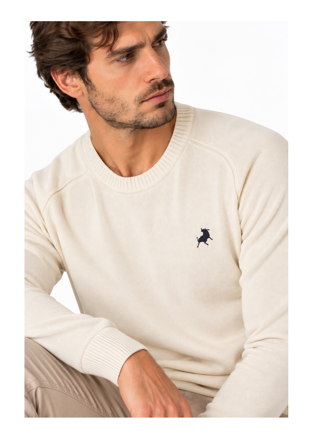 Lois Jeans Jersey De Cuello Redondo Para Hombre De Punto Básico Con Bordado  Fondo De Armario