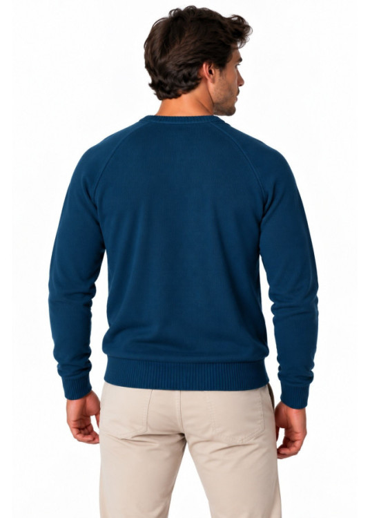 Jersey De Cuello Redondo De Hombre Jeans De Punto Básico Con Bordado  Versatilidad Diaria