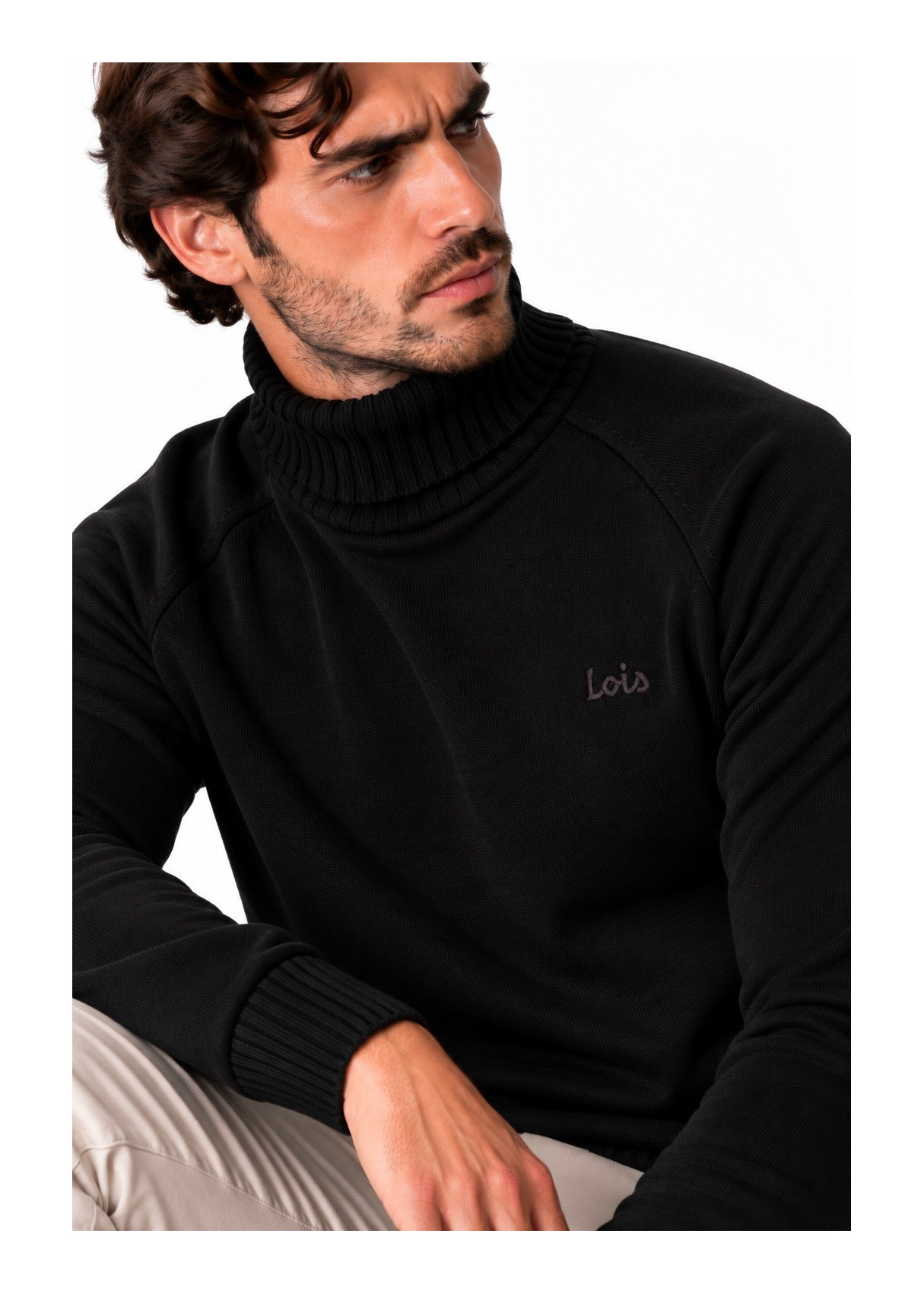 Jersey De Cuello Cisne De Hombre Jeans De Punto Básico Con Bordado  Esencial De Temporada