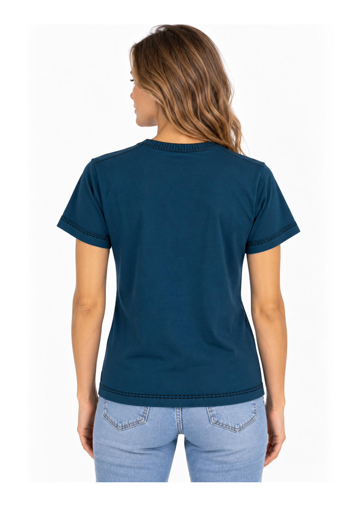 Camiseta De Manga Corta Jeans Para Mujer Básica Con Detalle De Marca  Colección De Invierno