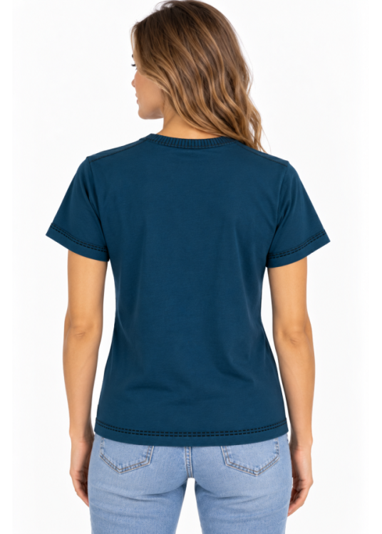 Camiseta De Manga Corta Jeans Para Mujer Básica Con Detalle De Marca  Colección De Invierno