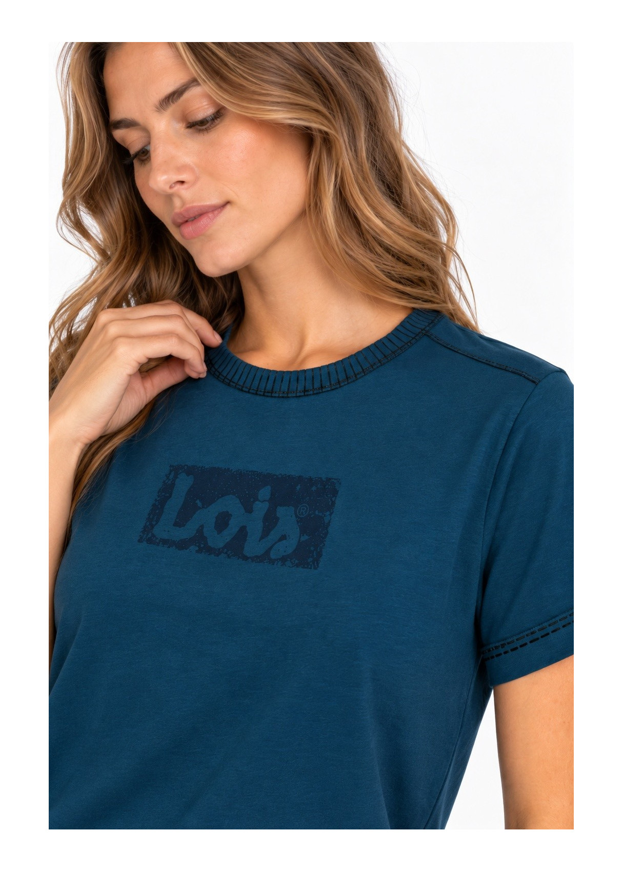 Camiseta De Manga Corta Jeans Para Mujer Básica Con Detalle De Marca  Colección De Invierno